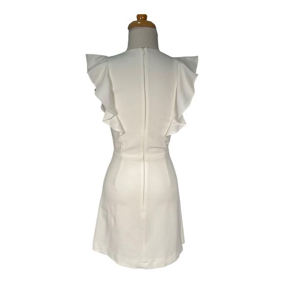 French Connection Summer White Whisper Ruffle V-Neck Mini Dress Size 2 Sleeveles - Picture 4 of 14